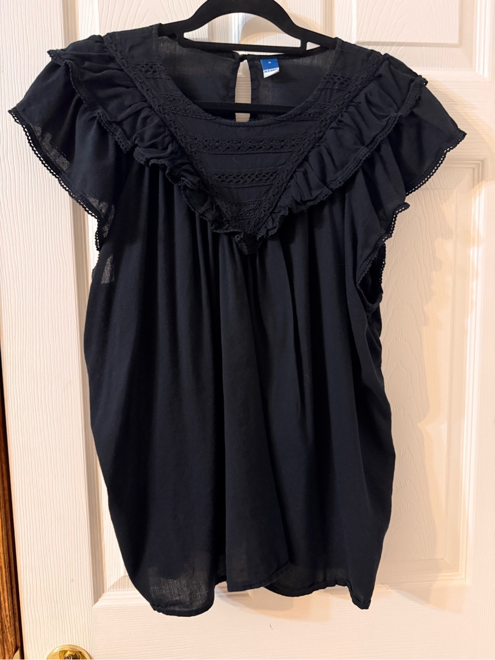 Old Navy Black Ruffle Yoke Blouse